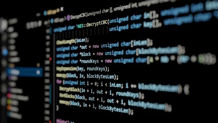 hacker screen while coding the decryption algorithm.