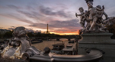 Wall Mural - Alexander III bridge at night