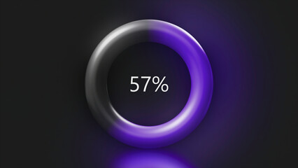 Aufkleber - Ring with luminous loading line. Motion. Luminous loading ring with percentages. Percentage of load in virtual space