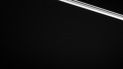 Poster - A shimmering line of white circles. Design. A beam of small white circles of bright color rolls over the black background and back.