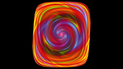 Poster - Circular geometric swirl with 3d render gradient and dynamic movement. Hypnotic swirling spiral lines with bright wave hues. Digital psychedelic lollipop for decorative web design.
