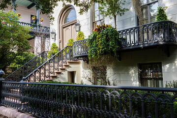 Colorful Houses in The Downtown Historic District, Savannah, Georgia, USA