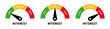 © Icons-Studio - Interest gauge vector set. Financial rate measurement symbol vector illustration.