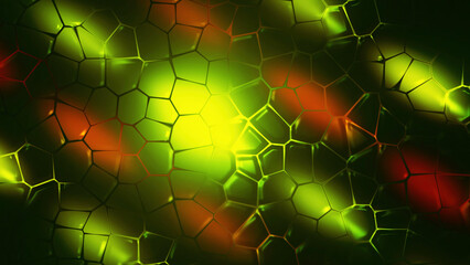 Poster - Moving mosaic pattern with bubbles. Motion. Colorful background with moving bubbles. Flowing bubbles in dense mosaic space