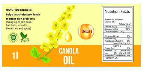 Wall Mural - canola oil packaging label design vector illustration 