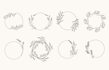 Line Object Collection With Lavender,leaf,flower,circle,wreath