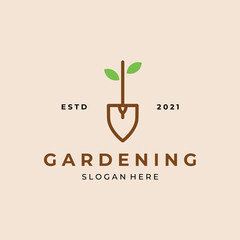 Wall Mural - gardening shovel logo vector minimalist design