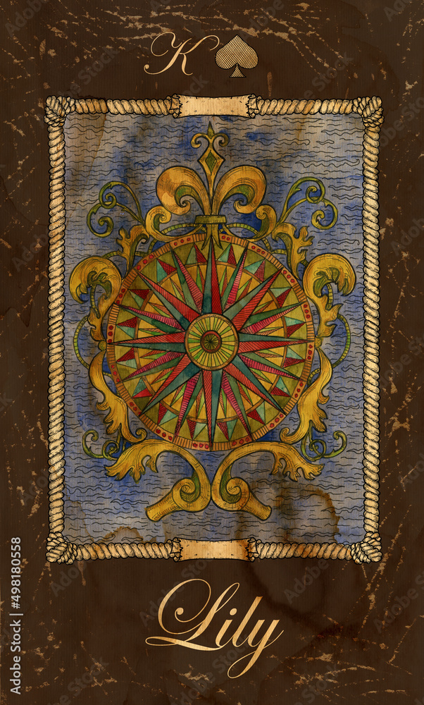 lily-card-of-old-marine-lenormand-oracle-deck-fantasy-vintage
