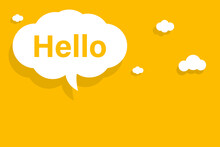 Hello Speech Bubble Banner Vector With Copy Space For Business, Marketing, Flyers, Banners, Presentations And Posters. Illustration