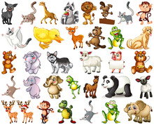 Set Of Animal Cartoon Character