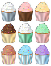 Cupcake With Different Flavor Cream