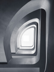 Poster - Architecture details Concrete curve Building stairs space Abstract background