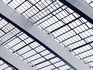 Poster - Architecture details Steel Pattern modern building Glass Roof structure