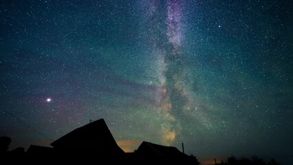 Wall Mural - starry sky turning space with milky way, astrophotography time lapse