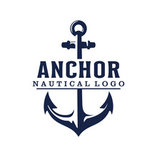 Marine Retro Emblems Logo With Anchor, Anchor Logo - Vector Illustration