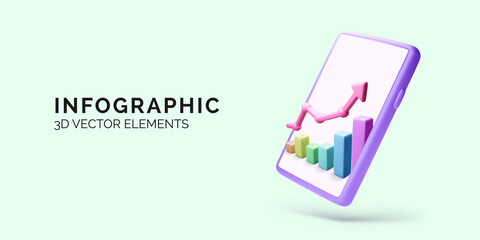 Wall Mural - Mobile phone or application with graph and arrow up. Financial investment trade. Bank deposit and finance profit or investment