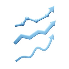 Poster - 3d set of arrows for charts and infographics in blue color. arrow move up. business illustration and