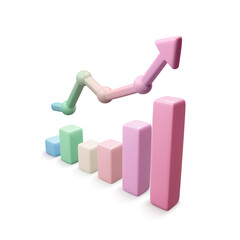 Poster - realistic arrow and chart render. 3d infographics element. business growth strategy concept