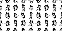 Cat Seamless Pattern Kitten Calico Vector Neko Guitar Fish Onigiri Breed Character Cartoon Pet Tile Background Repeat Wallpaper Kitten Animal Doodle Illustration