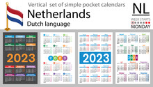 Dutch Vertical Pocket Calendar For 2023. Week Starts Monday
