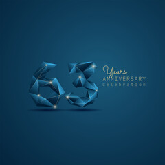 Wall Mural - 63 years anniversary logotype with blue low poly style. Vector Template Design Illustration.