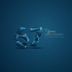 Wall Mural - 67 years anniversary logotype with blue low poly style. Vector Template Design Illustration.