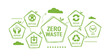 © Deemerwha - Zero waste green icon. Ecology vector web banner. Reuse Reduce Recycle Rot Refuse Repair. Zero waste. Conscious consumption on green and white background.