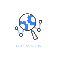 Leinwandbilder - Data analysis symbol with a magnifier, chart and cogwheels. Easy to use for your website or presentation.