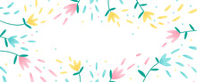Colorful Flowers Banner. Decorative Colorful Doodle.