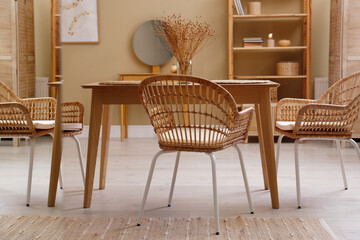 Canvas Print - Beautiful dining room interior with new stylish furniture