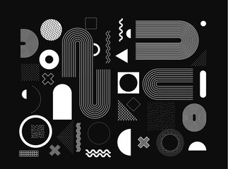 Wall Mural - abstract bauhaus or memphis geometric shapes and composition. retro elements, geometric pattern for 