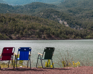 Wall Mural - chair on the lake