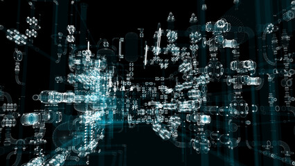 Poster - Particle hologram industrial equipment, valves, pipes and sensors