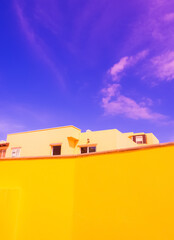 Wall Mural - Minimalist architecture stylish wallpapers. Trendy colours combination. Yellow and blue. Geometry and details