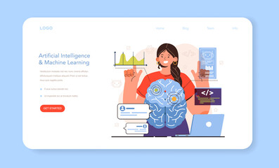 Poster - Diverse women in AI and STEM web banner or landing page.