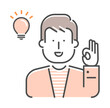 Simple young man (upper body)  gesture illustration | OK, good, agree