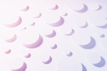 Delicate Geometric Pattern Of Soar Light Gradient Purple And Pink Ovals In Shining Light With Soft Strict Shadows, Top View. Contemporary Sensitive Active Energy Cute Softness Abstract Background.