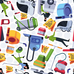 Sticker - Vacuum cleaner pattern. Equipment for industrial cleaning commercial realestate garish vector seamless background template