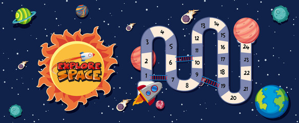 Wall Mural - Game template with space theme background