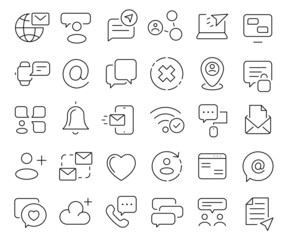 Wall Mural - Chat and messenger line icons collection. Thin outline icons pack. Vector illustration eps10