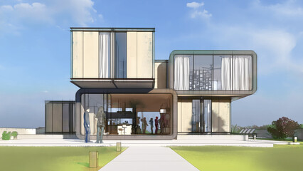 Aufkleber - Modern architecture home design