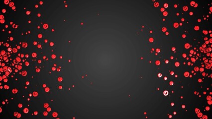 Poster - Abstract dot background. Shimmer gemstone design. Liquid iron, bronze. Plexus circles, spheres. Red blood cells. Collision particles. Circulatory system. Garnet. Banner technology, medicine, business.