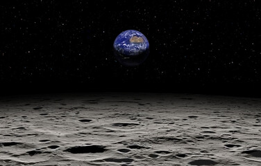 Fotobehang - The Earth as Seen from the Surface of the Moon 