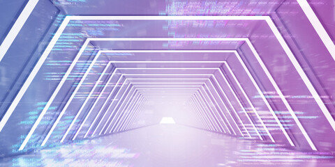 Poster - Light Corridor modern background. Futuristic Sci-Fi Tunnel. 3D Rendering