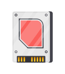 SD computer memory card isometric icon vector illustration. PC portable information multimedia driver smart data storage server. Compact chip web device technology communication accessory