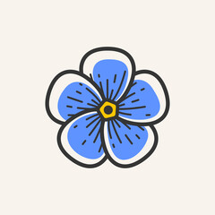 Canvas Print - Forget me not flower. Modern graphic design geometric emblem. Simple contour vector illustration of bloom for logo, emblem, badge.