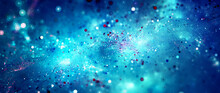 Blue Glowing Starfield With Bokeh Widescreen Background