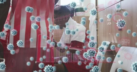 Poster - Animation of virus cells over data processing and patients