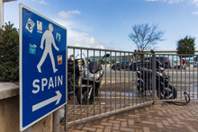 Sign In Gibraltar Pointing The The Pedestrian Border Crossing To Spain
