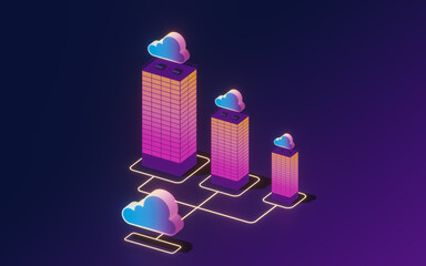 Poster - Cloud computing conceptual illustration, 3d rendering.